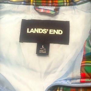 Lands End plaid puffy vest
